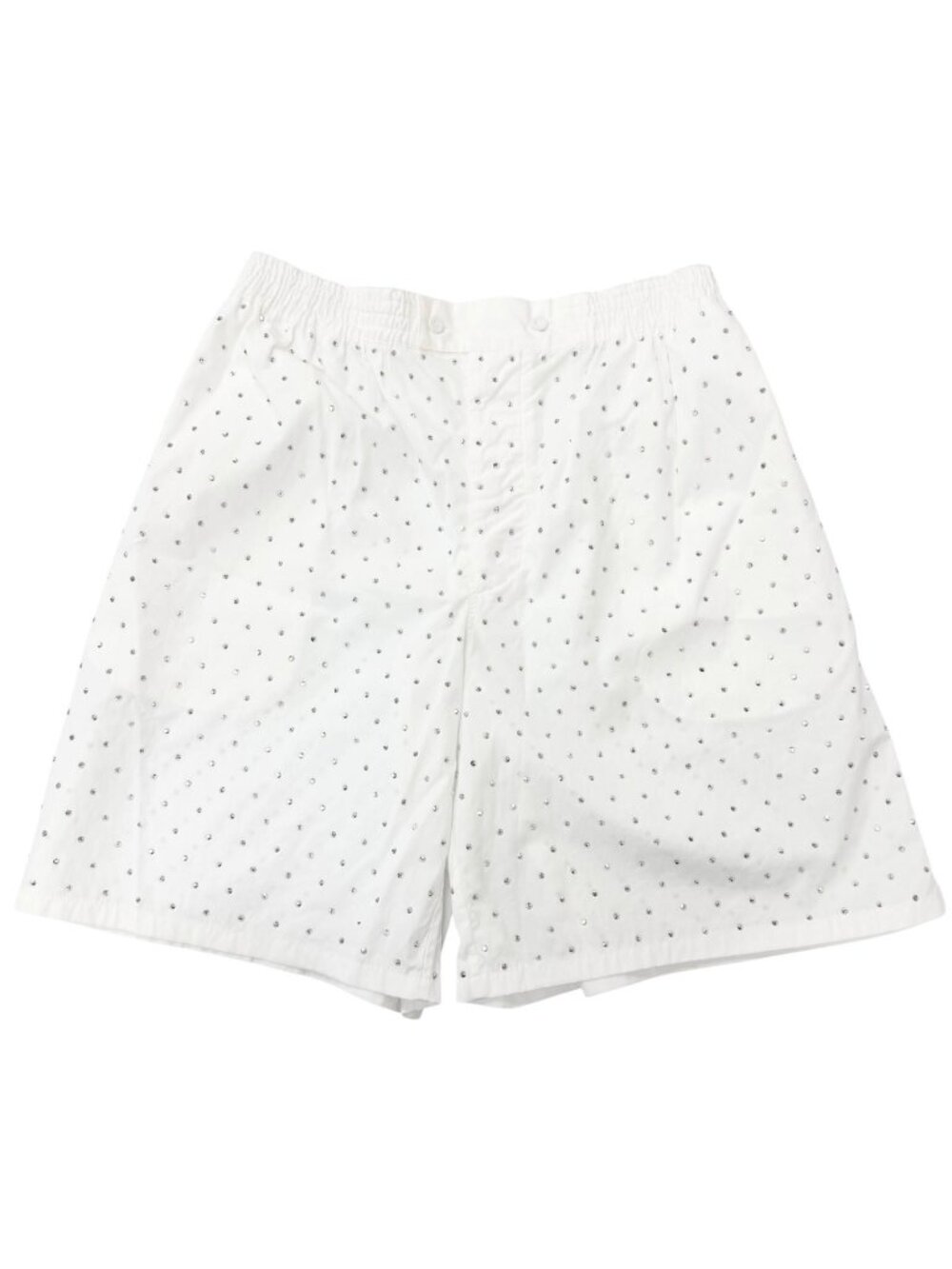 Prada Studded Triangle Logo Stretch Shorts White